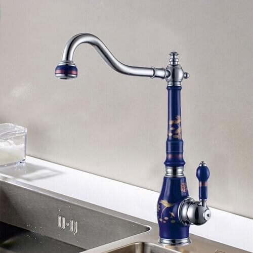 Kitchen Faucet Rose Gold Brass and Ceramic Bathroom Sink Faucet Deck Mounted Water Tap Hot and Cold Basin Mixer Tap Crane Faucet