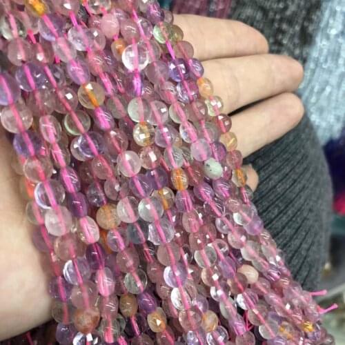 6mm Natural Stone Super Seven Crystal Beads Faceted Loose Spacer Beads For Jewelry Making DIY Accessories Fit Bracelet Necklace