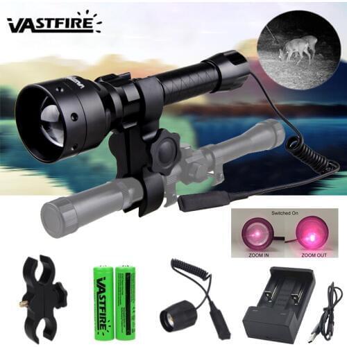 Tactical 850nm IR Zoomable Scout Light 400 Yards Night Vision illuminator Infrared Light Keymod Rail Mount With red laser