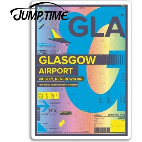 Jump Time Glasgow Airport Vinyl Stickers Scotland Britain Travel Sticker Waterproof Car Decal Window Bumper Auto Accessories