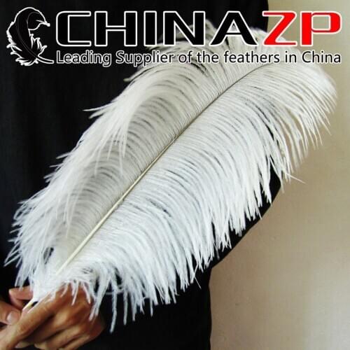 CHINAZP Factory 40~45cm(16~18inch) Length 100pcs/lot Top Quality Snow White Ostrich Drab Feathers