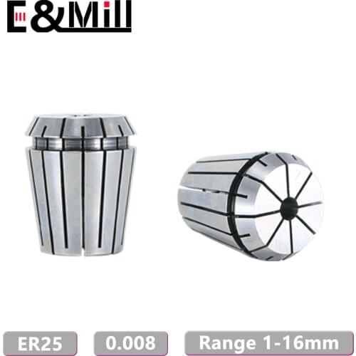 High Precision ER25 1~16mm 20mm 0.008 ER Collet Chuck CNC Milling Tool Holder Engraving Machine Lathe Mill Spring Collet Chuck