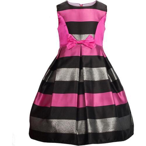 Yatheen Girls Party Dress 4T-10T Fit-And-Flare Polyester Bow & Sash Back Zipper Closure Dresses Kids Cloth For Girls