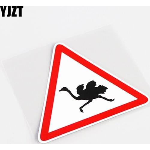 YJZT 12CM*10.3CM Cartoon Car-styling Warning Mark Ostrich PVC Car Sticker Decal 13-0796