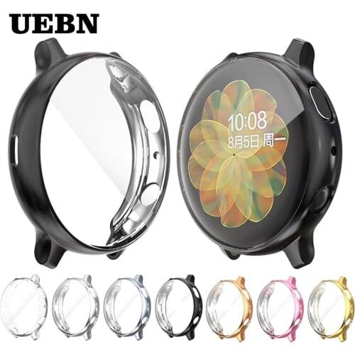 UEBN Silicone Protective case for Samsung galaxy watch active 2 40mm 44mm SM-R830 R820 R500 HD Full Screen Protection Cover