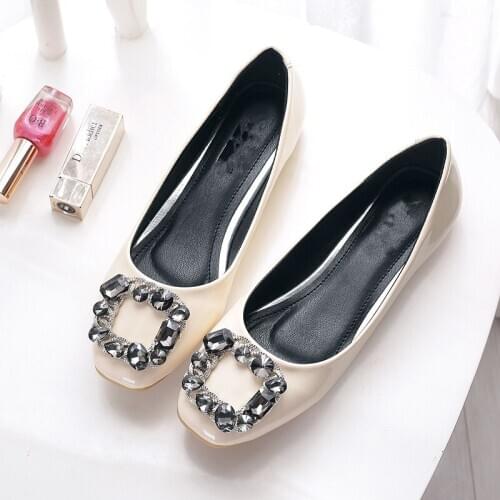 CEYANEAO Fashion Womens flats Shoes leather Fashion square Toe Crystal diamond Comfortable soft bottom Women casual ShoesE1157
