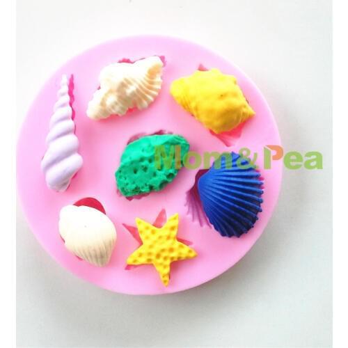 Mom&Pea 0633 Free Shipping Shells Shaped Silicone Mold Cake Decoration Fondant Cake 3D Mold