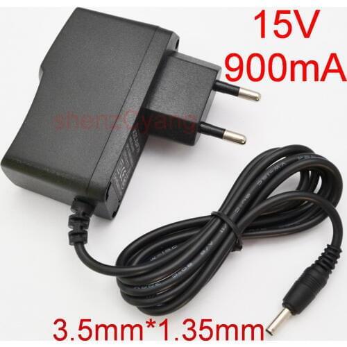 1PCS 15V 900mA DC 0.9A Wall plug AC 100V-240V Converter Switching power adapter Supply EU Plug DC 3.5mm x 1.35mm 15V900mA