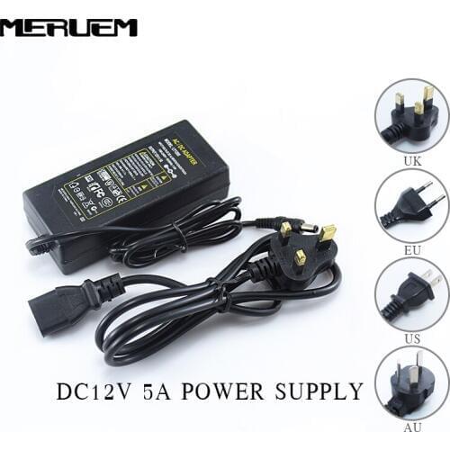 1Pcs 5A 60W AC 110V - 240V to DC 12V light Transformers Adapter Converter Switch Power Supply for 5050 3528 SMD LED Strip light