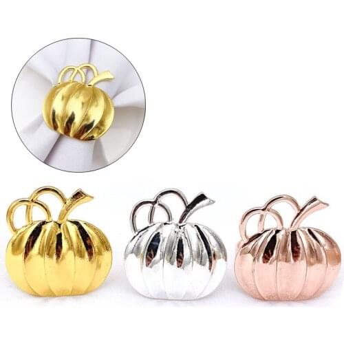 1PCS Pumpkin Napkin Ring Alloy Napkin Buckle Holders Gold/Silver Napkin Ring Halloween Wedding Party DinnerTable Decoration
