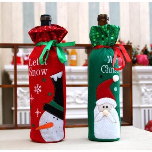 1pc Red Wine Bottle Set Cover Bags Christmas decorations Christmas Gift Bag Celebration Supplies