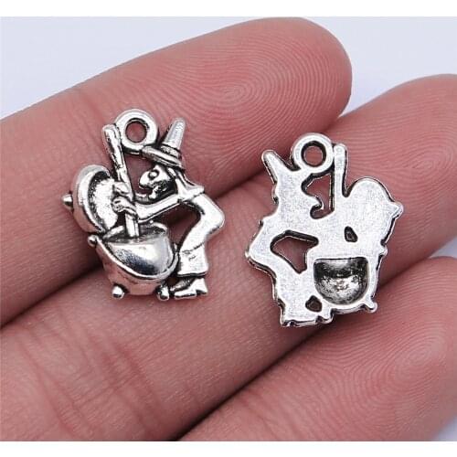 10pcs 17x14mm Antique Silver Plated Witch Pounding Medicine Charm Pendant For Jewelry Making DIY Jewelry Findings