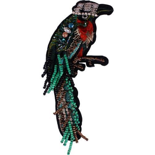 10piece Craft Fringe Beaded Crystal Rhinestones Parrot Patches Embroidery Applique Beads Patches Clothes Decorative TH500