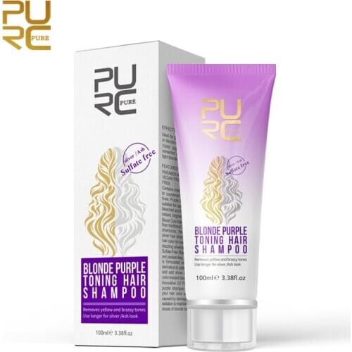 100ML Blonde Purple Hair Shampoo Removes Yellow And Brassy Tones for Silver Ash Look Purple Hair Shampoo
