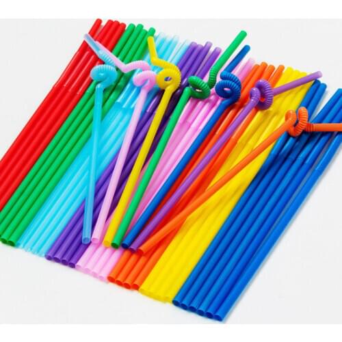100Pcs Extra Long Flexible Plastic Drinking Straws Party Bar Drinking Supplies