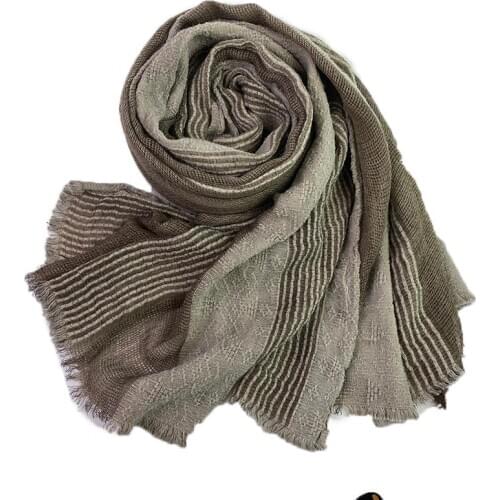 2020 Japanese Style Winter Cotton And Linen Striped Plaid Long Womens Shawl Fashion Unisex CMen Scarf