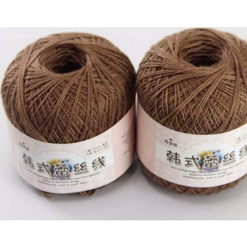 3ballsx50g New Soft Hand Cotton Lace Wool Yarn Crochet Shawl Scarf Knitting Dark brown 16125-3