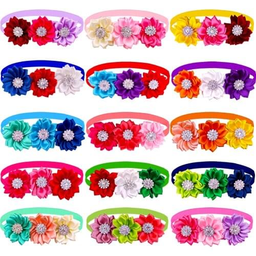 50/100ps Fashion Dog Supplies Flower Collar Dog Bow Tie Exquisite Pet Dog Bowties Collar Pet Accessories For Small Dog Bowtie