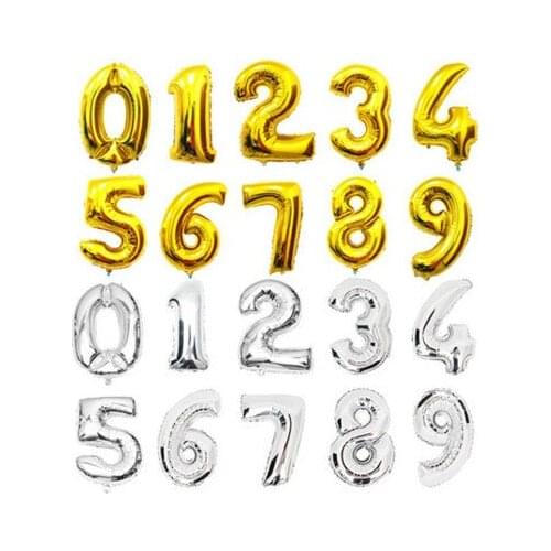 50pcs 40 inch golden silver wedding digital balloons 0-9 birthday banquet party decorated balloon
