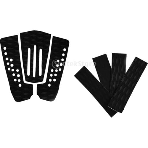7 Pieces (2 Sizes) Non-slip Diamond Grooved Black EVA Traction Pad Tail Pads Deck Grip Mat for Surfboard Surfing Skimboard