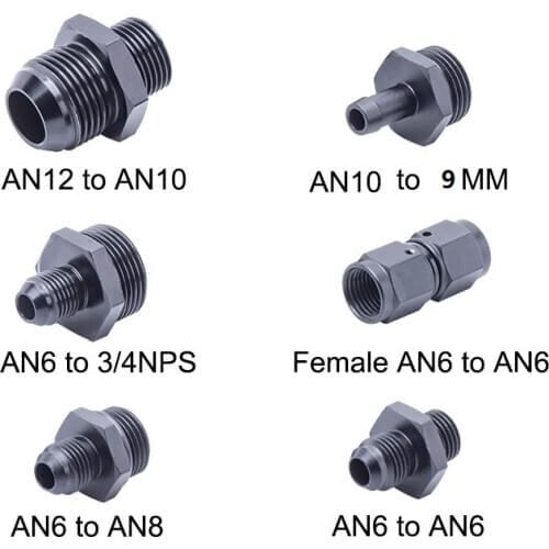 Aluminium Oil Hose Straight Fitting Hose Adapter an6 to an6,an6 to an8,AN10 to 9MM,AN10 to AN12,AN6 to 34NPS