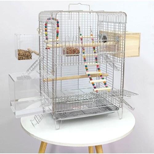 Stainless Steel Bird Cage Parrot Metal Large Accessories Bird Houses Outdoor Toy Jaula Pajaro Grande Bird Playground DL60NL