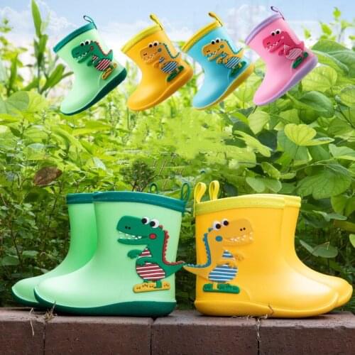 Kids Boys Girls Rain Water Shoes Boot Covers Protect 3D Cartoon Children Baby PVC Waterproof Boots Winter Thick Velvet Non Slip
