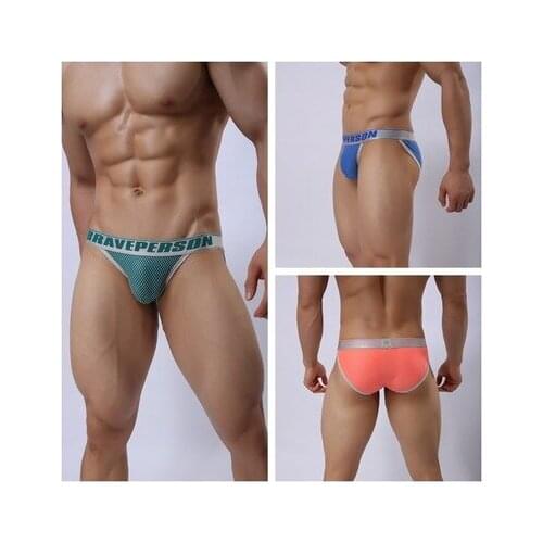 BRAVE PERSON Mens Underwear Briefs Sexy Breathable Male Briefs Low Waist Nylon Underpants Mens Panties U Pouch Sexy Underwear
