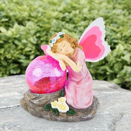 Flower Fairy Statue Solar Garden Light Art Figurine Lights Outdoor Waterproof Garden Landscape Lamp Decoration for Yard Patio