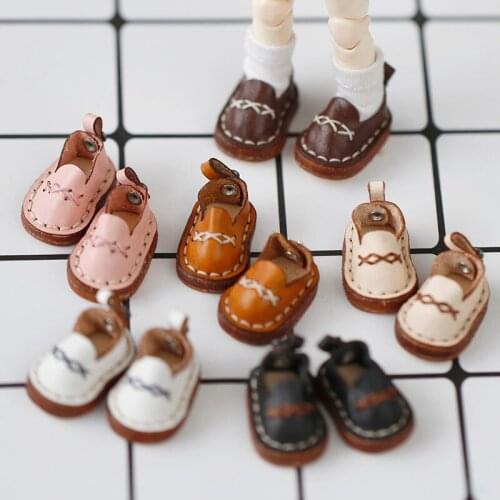 D03-P136 children handmade toy 1/12 ob11 GCS BJD.SD Doll Accessories doll colorful Cowhide handmade shoes 1pair