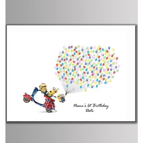 Baby Shower Birthday Guest Book Fingerprints Tree canvas Painting Children Communio Personalized for Living room party souvenir