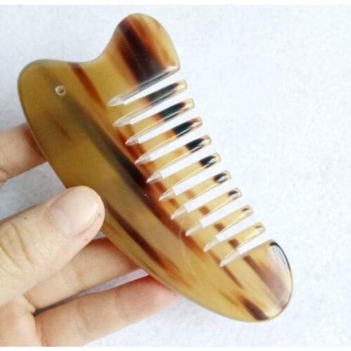 Gua sha massage tool Old Age White Buffalo Horn Guasha Board Scraping Comb Head Massage Blood Circulation Beauty Ribs Special