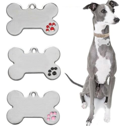 Pet ID Tag Bone Shaped Alloy Keychain Pendant Plate with Ring Unique Information Display Hanging Ornament for Cat Dog Free