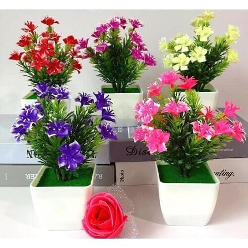 17 Heads Flowers Artificial Flowers Artificial Rose Fake False Plants Flower With Pot Outdoor Garden Home Decor