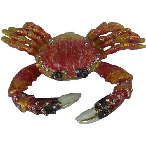 Crab trinket box enamelled box hinged keepsake box nautical Crafted gifts jewelry storage box home decoration sourvenir gifts