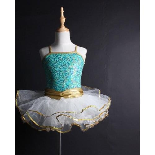Pretty Child Ballet/Jazz Performance Dance Costume Shining Sequin Bodice White Tutu Skirt Girls Ballerina Competition Stage Wear