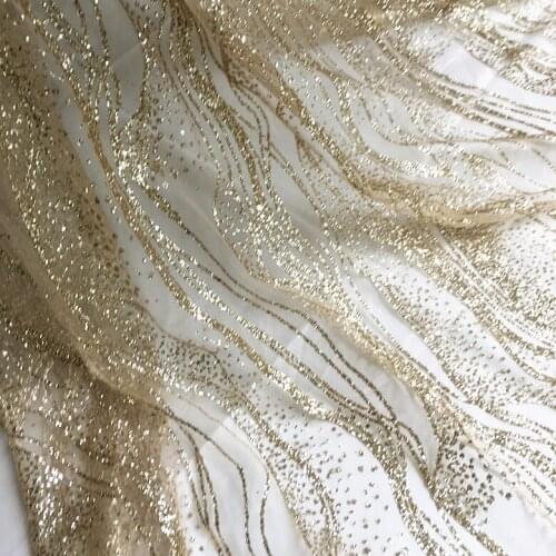 1M/lot 145cm wide Champagne gold silver white water ripple hot pink diamond lace fabric wedding dress sequin mesh fabric AC283