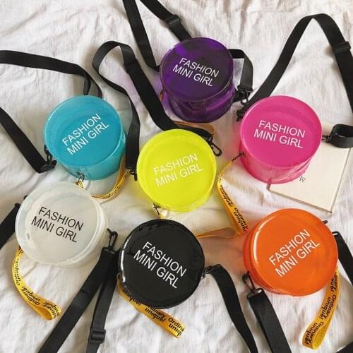 Laser Crossbody PVC Bags For Women Candy Color Letter Fashion PVC Jelly Small Round Tote Bag Mini Shoulder Messenger Bag New