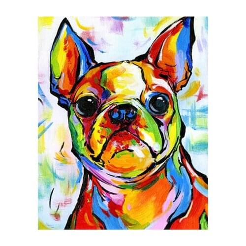 ArtSailing Colourful Animals DIY Painting By Numbers Pug Hand Painted Oil Drawing Canvas Colouring Unique Gift Home Decor