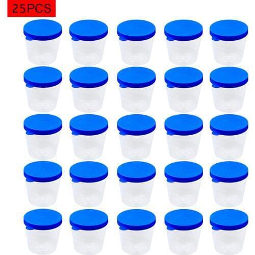 Set of 25 Disposable Transparent Plastic Sample Bottles 40ml Urine Specimen Collect Cups Screw-on Cap Anti-spill Mini Containers