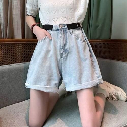 2020 New Arrivals Hot Sale Chic Fashion Korean Style Sweet Cool High Waist Solid Single Breasted Outwear Bud Shaped Short Jeans