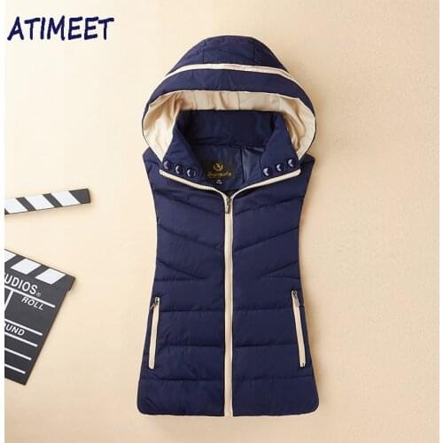 New Womens Autumn And Winter Thickened Vest Filling Cotton Solid Color Sleeveless Jacket