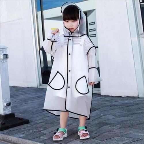 Single Long Transparent One-piece Childrens Raincoat Eva Hiking Poncho Student Outdoor Travel Waterproof Jacket