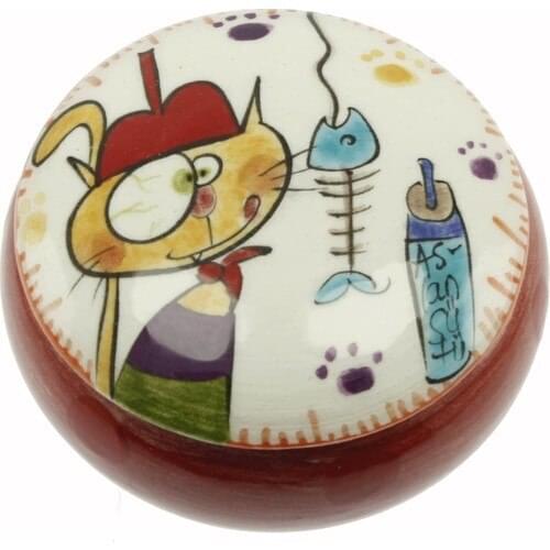 Authentic Tile Sarhoş Buddy Cat Decorated Pudriyerlik Jewelry Box