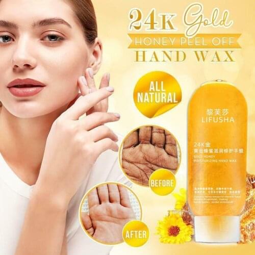 24K Gold Honey Peel Off Hand Wax Whitening Moisturizing Fine Lines Hand Care Exfoliating Calluses Hand Wax