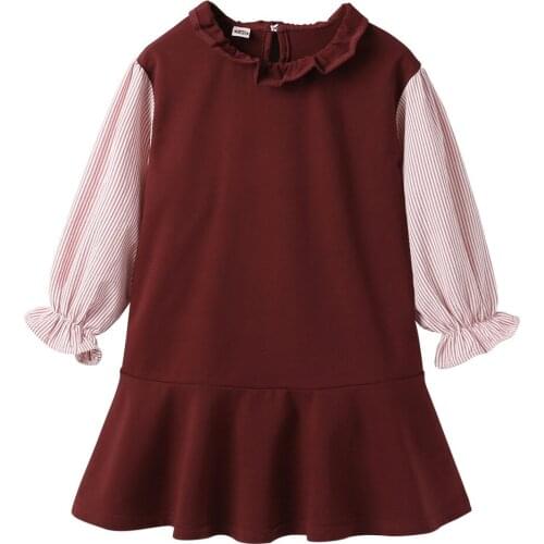 Teen Girls Stripe Patchwork Dress 2020 Autumn Children Clothing Kids Girls Cotton Casual Dresses Sweet Baby Elegant Dress, #1116