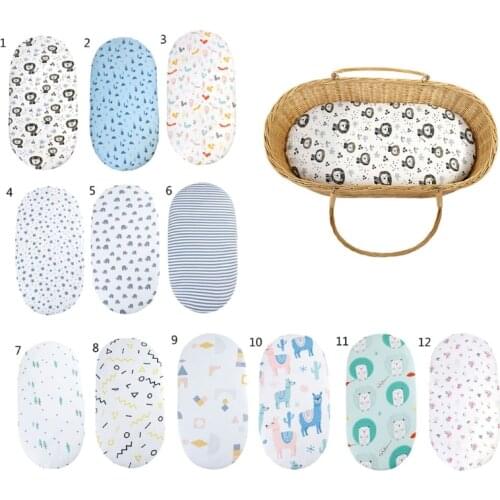 Baby Moses Basket Bed Crib Care Pad Covers Print Fitted Sheet Soft Stretchy Craddle Sheets for Mattress Mat Cover Bedding