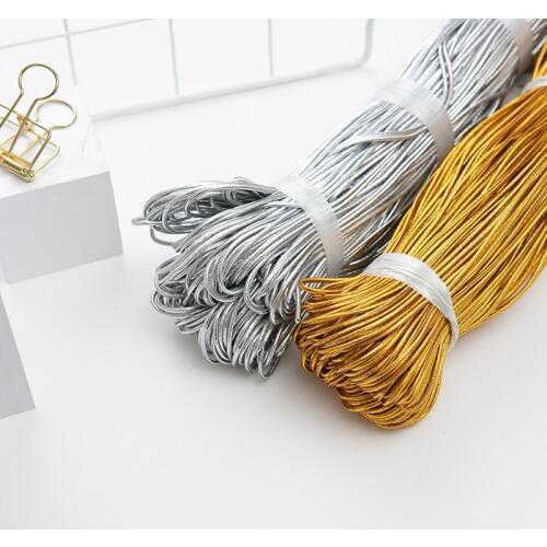 Gold Silver Elastic Line Rubber Band Elastic Bands 1mm 2mm Elastic String Label Line Garment Trousers DIY Sewing Accessories 5y