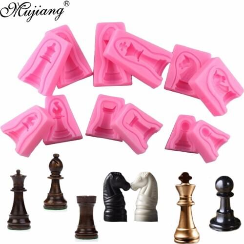 Mujiang 12Pcs International Chess Cake Silicone Mold Fondant Cake Decorating Tools Chocolate Candy Molds Soap Resin Clay Moulds
