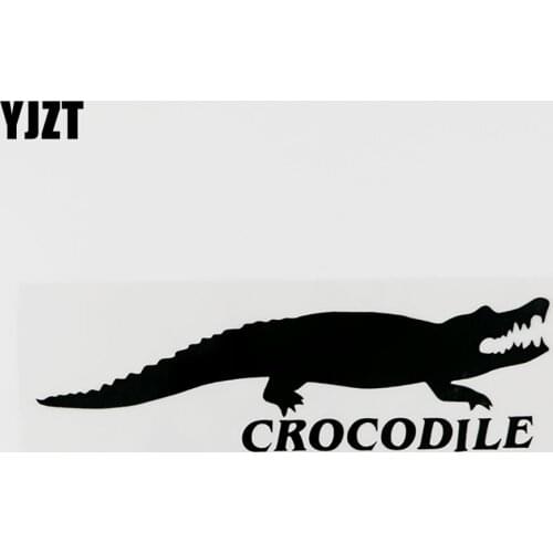 YJZT 16.5CMX4.7CM Funny Car-styling Animal Crocodile Vinyl Car Sticker Black/Silver 8C-0061